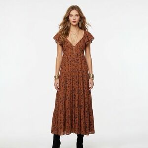 Jen's Pirate Booty Wildflower Echo Maxi Dress M Orange Blue Floral Boho Festival